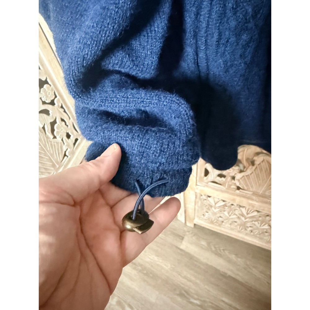 Aran Sweater Market Navy 100% Wool Zip Cable Knit Poncho XXL Made Ireland - Picture 8 of 12